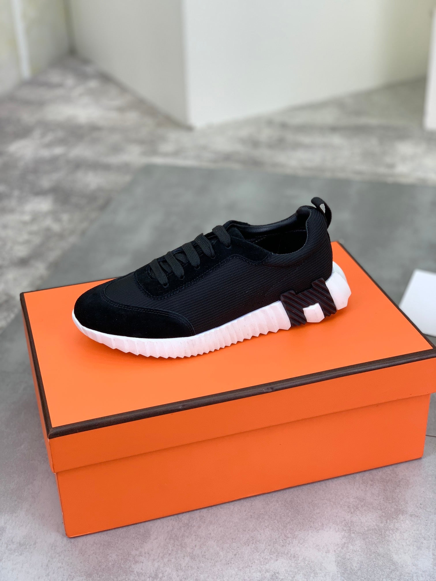 H Striped Leather Sneakers